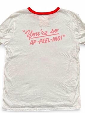Ban.dō ringer tee "You're So AP-Peel-Ing" cotton t-shirt Size Medium